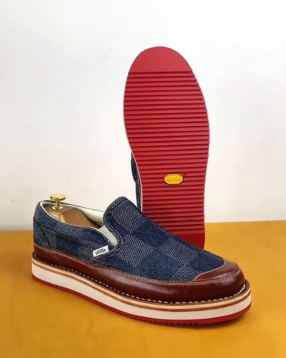 Denim Leather Patchwork Casual Loafers