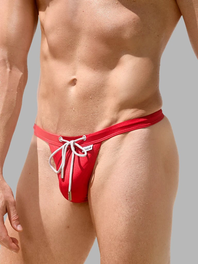 Drawstring Lace-up Thong Swimsuit