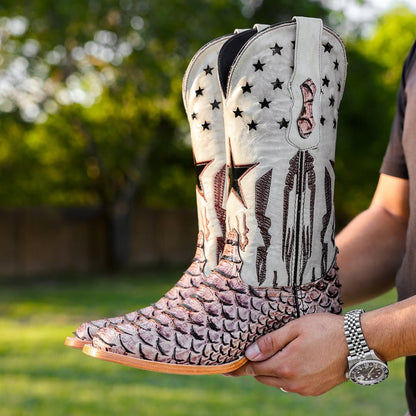 Orix Python Leather Boots - Square Toe