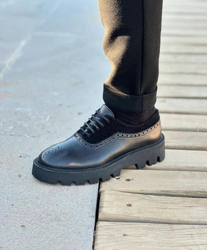 High-sole Classic Black Leather Shoes