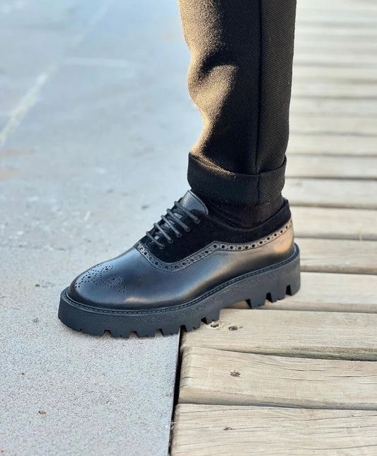 High-sole Classic Black Leather Shoes