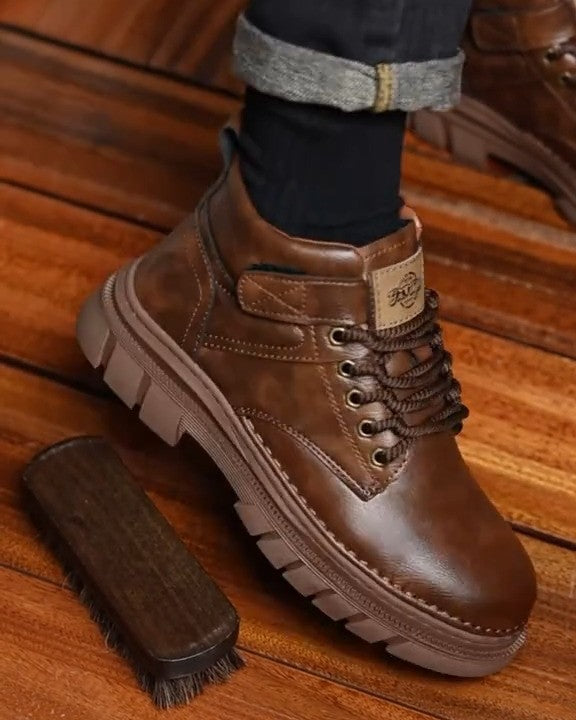 Men's Style High Top Leather Outdoor Vintage Tack Boots