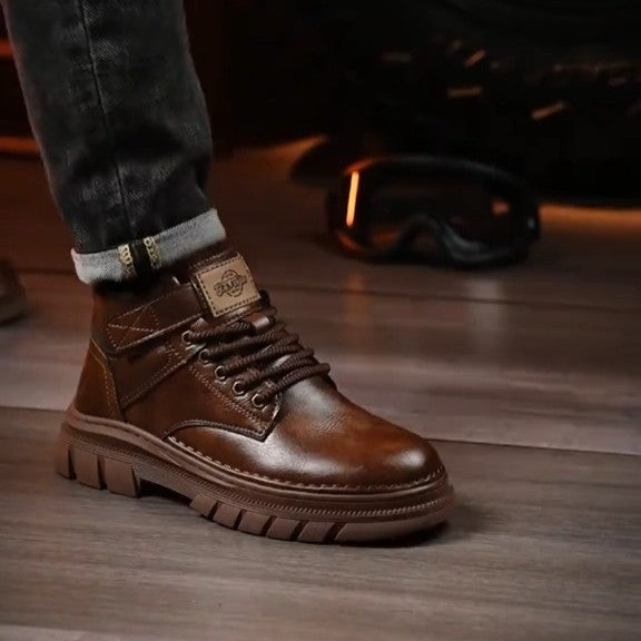 Men's Style High Top Leather Outdoor Vintage Tack Boots