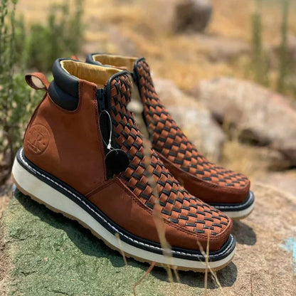 Side Zipper Retro Hand-woven Western Cowboy Boot