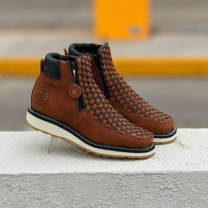 Side Zipper Retro Hand-woven Western Cowboy Boot