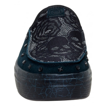 Black Skull-Print Casual Shoes