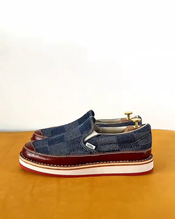 Denim Leather Patchwork Casual Loafers