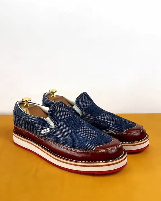 Denim Leather Patchwork Casual Loafers