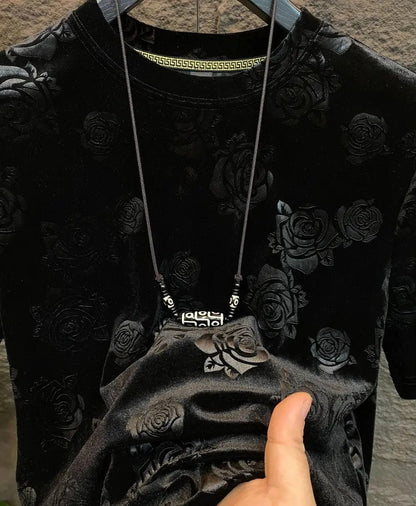 Cool Black Rose Jacquard T-shirt