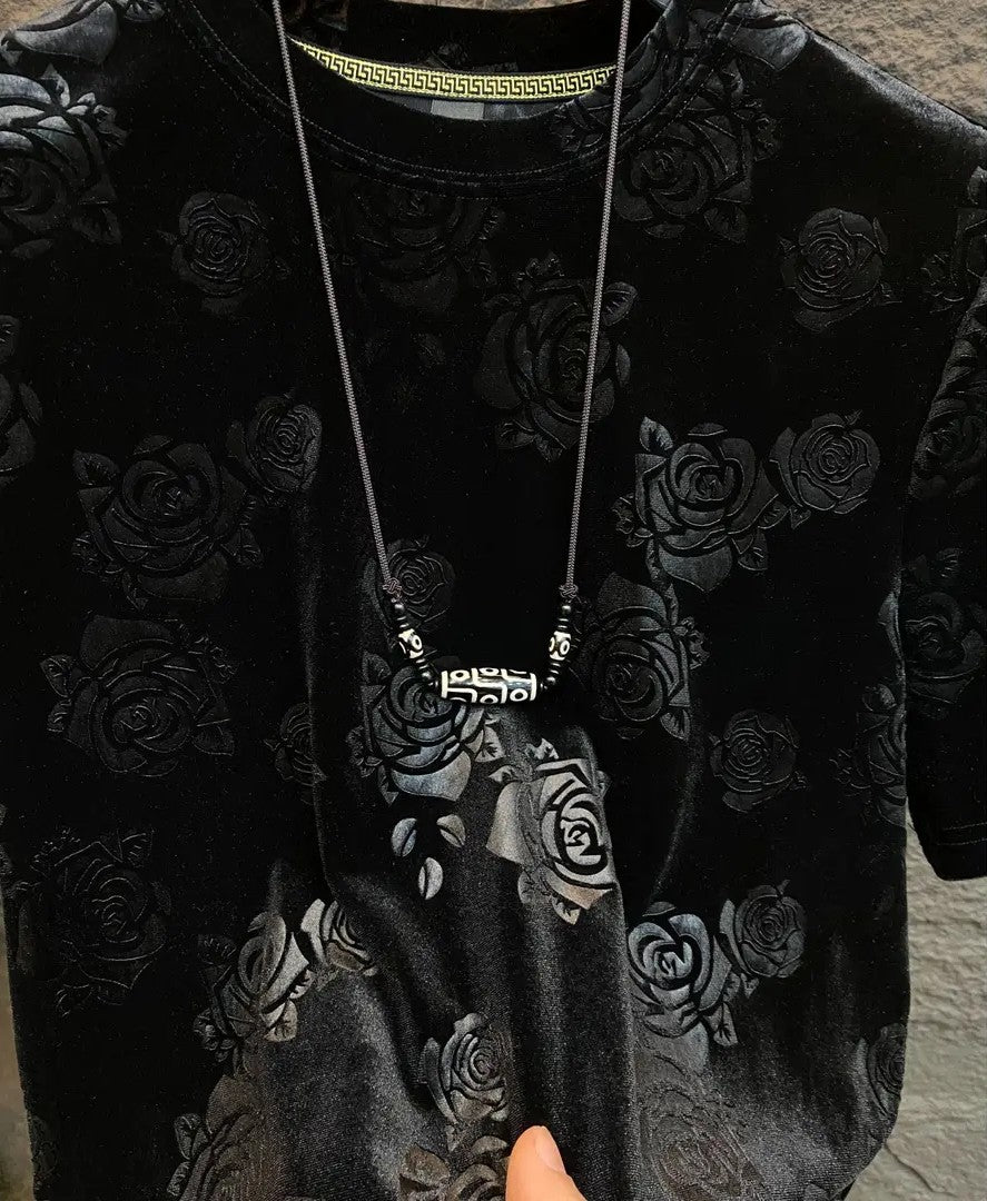 Cool Black Rose Jacquard T-shirt