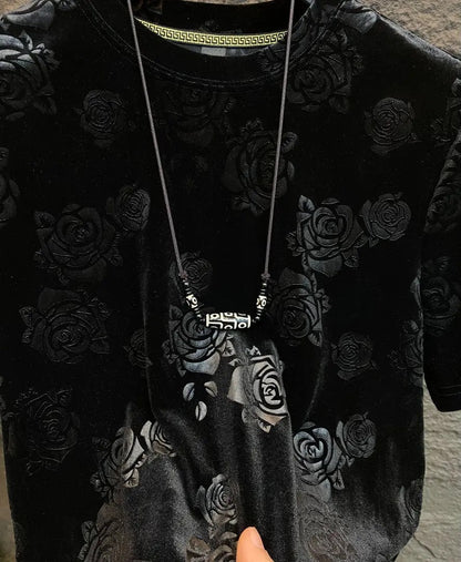Cool Black Rose Jacquard T-shirt