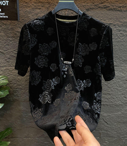 Cool Black Rose Jacquard T-shirt