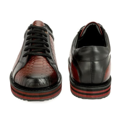 Brown Lace-up Python-Print Casual Shoes