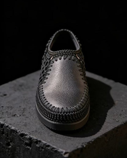 Men's Handmade Black Leather Breathable Casual Shoes