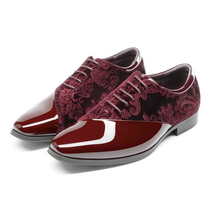 Men’s Classic Patent Velvet Lace-Up Oxford Tuxedo Dress Shoes