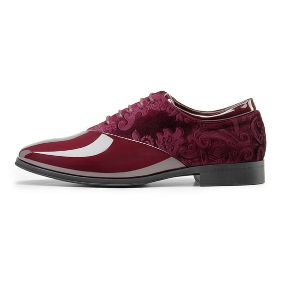 Men’s Classic Patent Velvet Lace-Up Oxford Tuxedo Dress Shoes