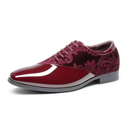 Men’s Classic Patent Velvet Lace-Up Oxford Tuxedo Dress Shoes