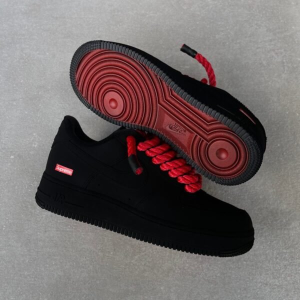AIR FORCE 1 Supreme - Blackest (red rone laces & red soles)
