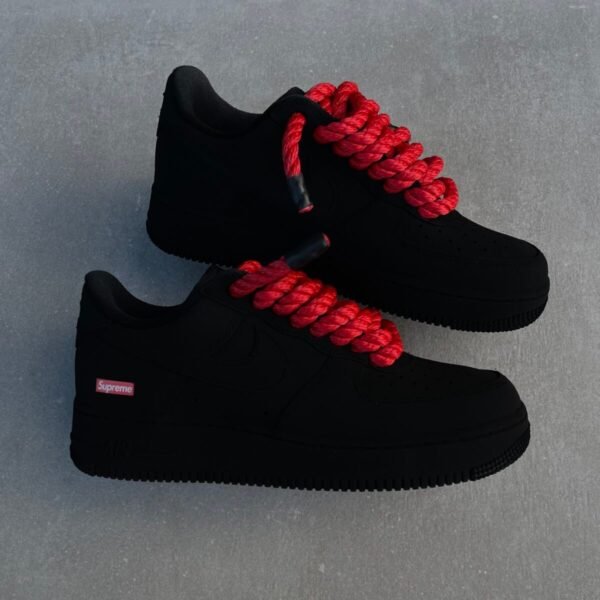 AIR FORCE 1 Supreme - Blackest (red rone laces & red soles)