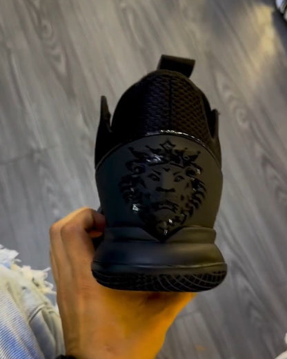 Black Mesh Sneakers - Lion Print