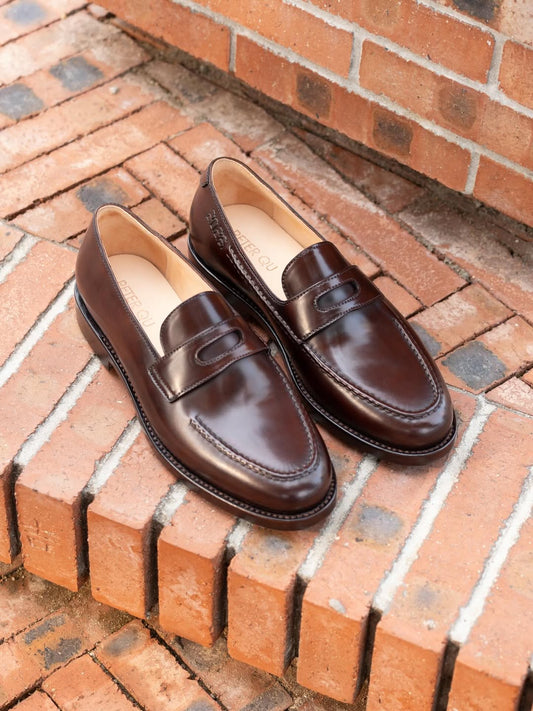 Men's Handcrafted Cigar-Colored Shell Cordovan Loafers