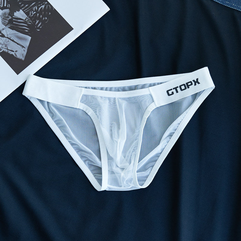 Men's Sexy Mesh Ice Silk Thin High-cut Briefs