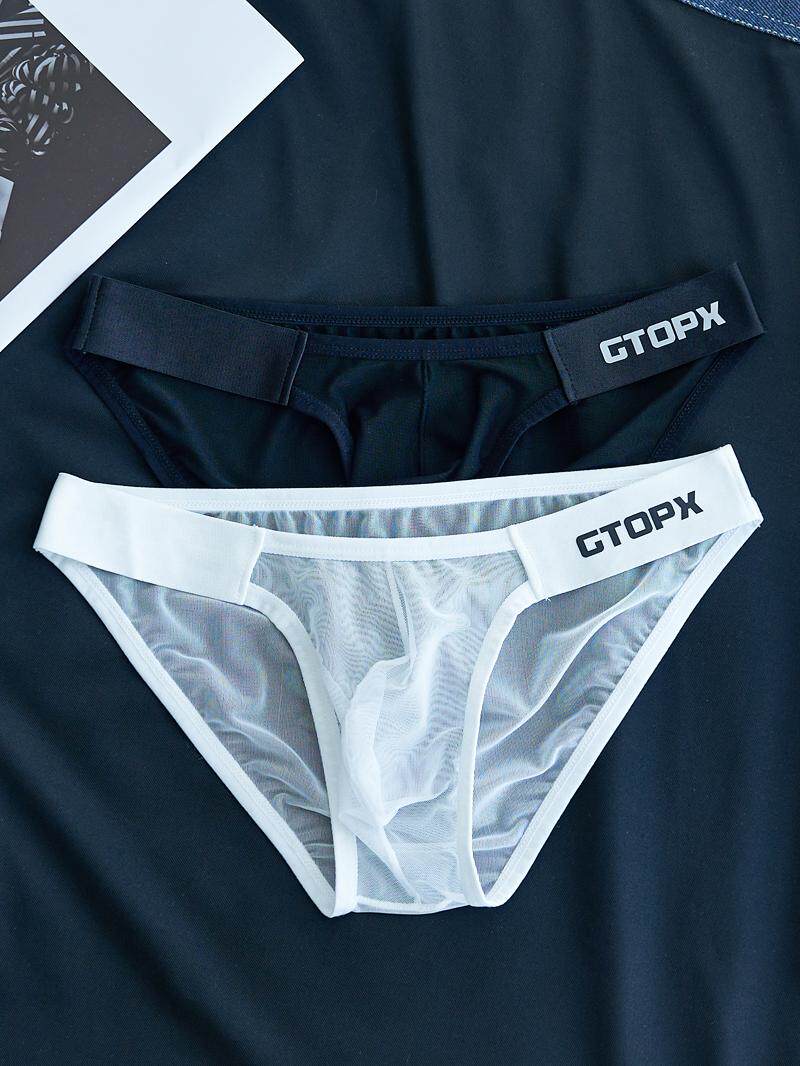 Men's Sexy Mesh Ice Silk Thin High-cut Briefs
