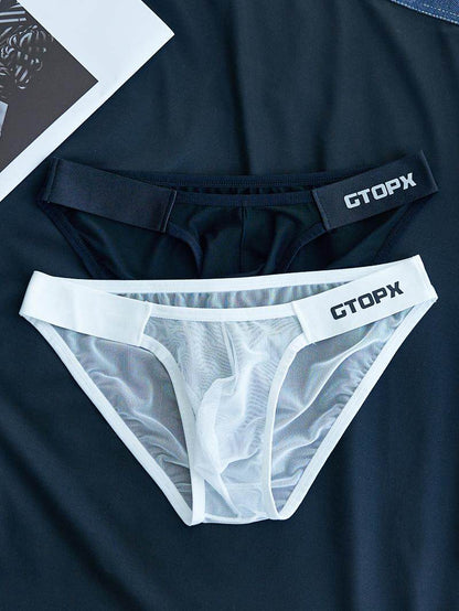 Men's Sexy Mesh Ice Silk Thin High-cut Briefs