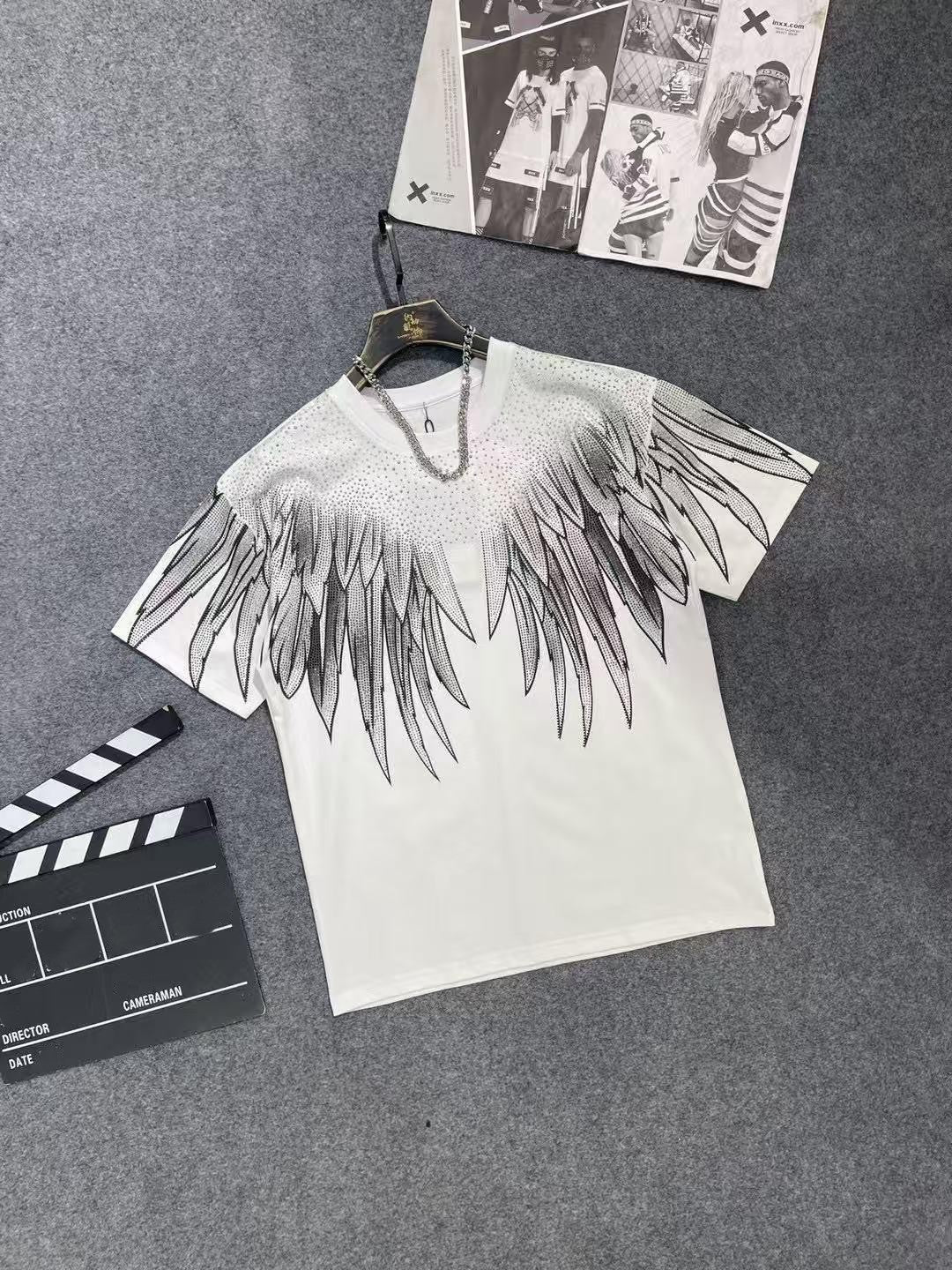 Fashion Rhinestone Wing Short-Sleeve T-Shirt Casual Top