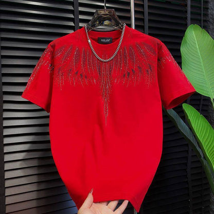 Short-sleeved Base-layer T-shirt With Embroidered And Rhinestone-embellished Wing Design