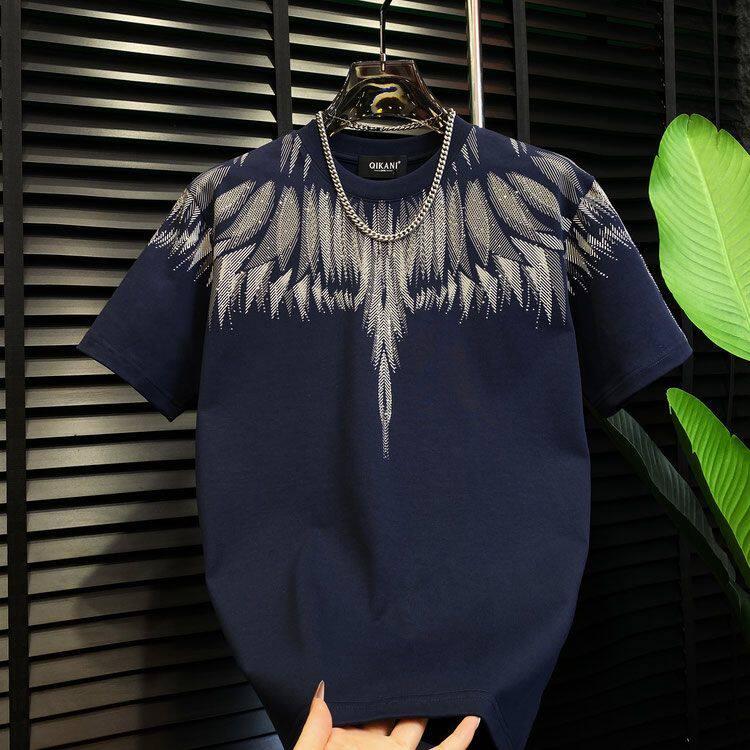 Short-sleeved Base-layer T-shirt With Embroidered And Rhinestone-embellished Wing Design