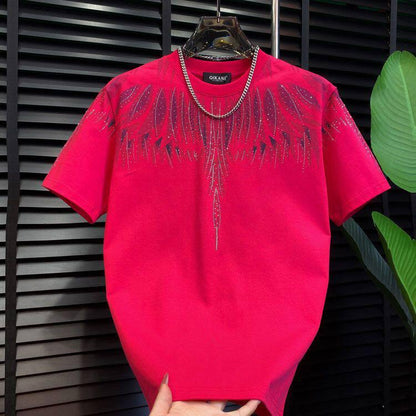 Short-sleeved Base-layer T-shirt With Embroidered And Rhinestone-embellished Wing Design
