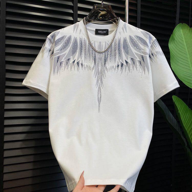 Short-sleeved Base-layer T-shirt With Embroidered And Rhinestone-embellished Wing Design