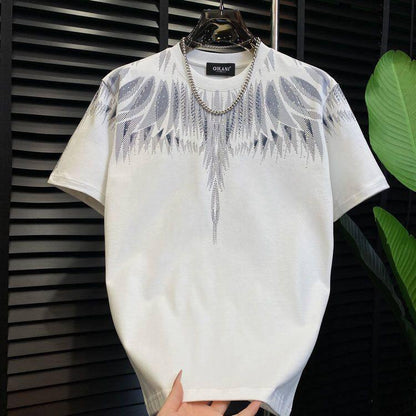 Short-sleeved Base-layer T-shirt With Embroidered And Rhinestone-embellished Wing Design