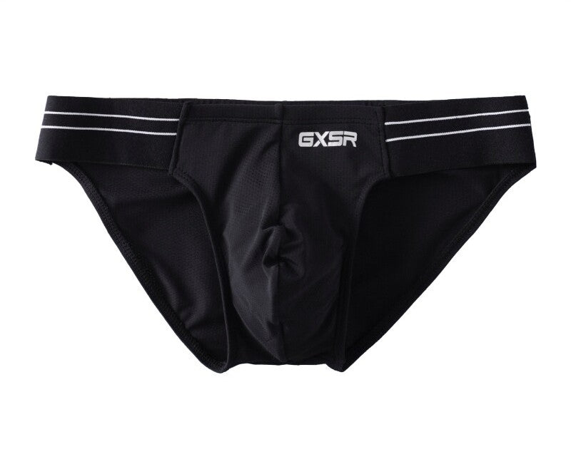 Men's Sexy Solid Color Spliced high-cut Mesh Ice Silk Sports Underwear With Butt Lifting Function