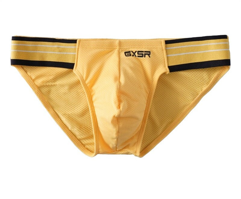 Men's Sexy Solid Color Spliced high-cut Mesh Ice Silk Sports Underwear With Butt Lifting Function