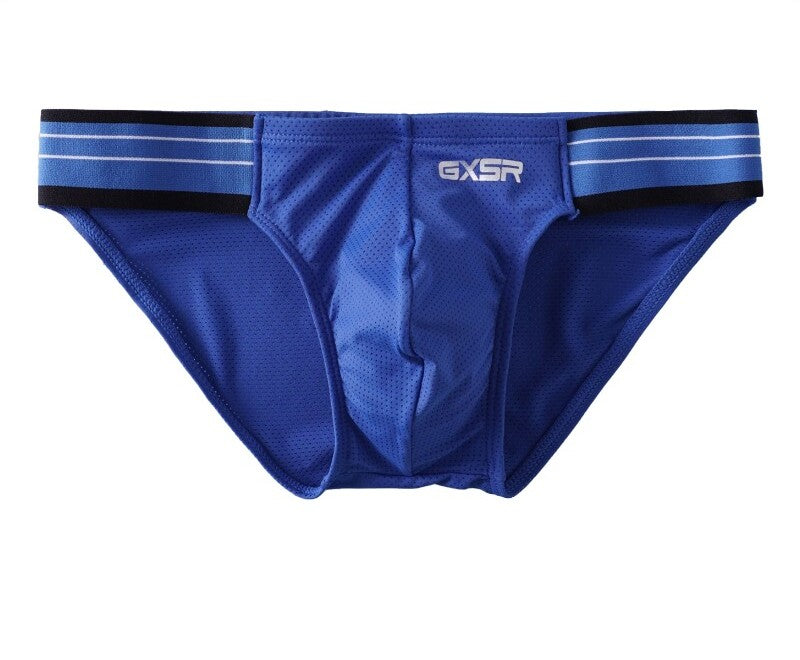 Men's Sexy Solid Color Spliced high-cut Mesh Ice Silk Sports Underwear With Butt Lifting Function