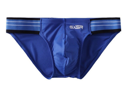 Men's Sexy Solid Color Spliced high-cut Mesh Ice Silk Sports Underwear With Butt Lifting Function