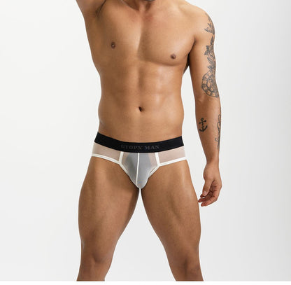 Men's Semi-transparent Thin U-shaped Pouch Sexy Solid Color Briefs