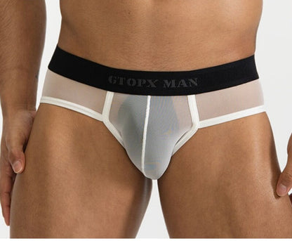 Men's Semi-transparent Thin U-shaped Pouch Sexy Solid Color Briefs