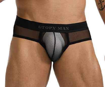 Men's Semi-transparent Thin U-shaped Pouch Sexy Solid Color Briefs