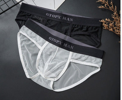 Men's Semi-transparent Thin U-shaped Pouch Sexy Solid Color Briefs