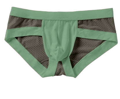 Men's Modal Low-Rise Briefs with U-Pouch, Non-Binding Design, Breathable Solid-Color Mesh Fabric