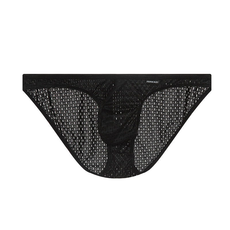 Men's Solid-Color Lightweight Mesh Low-Rise Sports Briefs With U-Convex Pouch