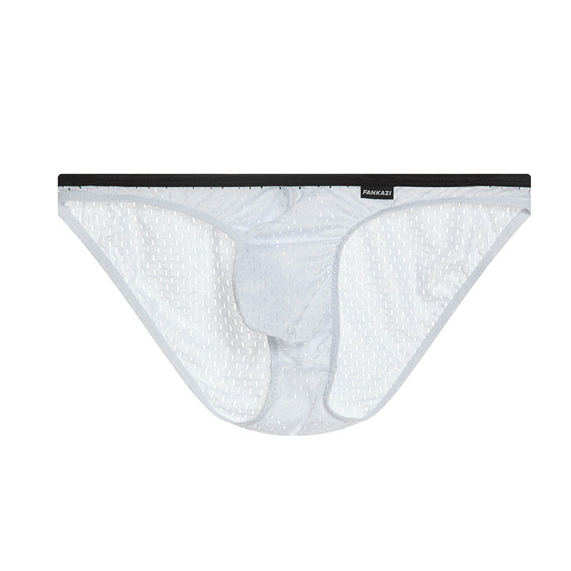 Men's Solid-Color Lightweight Mesh Low-Rise Sports Briefs With U-Convex Pouch