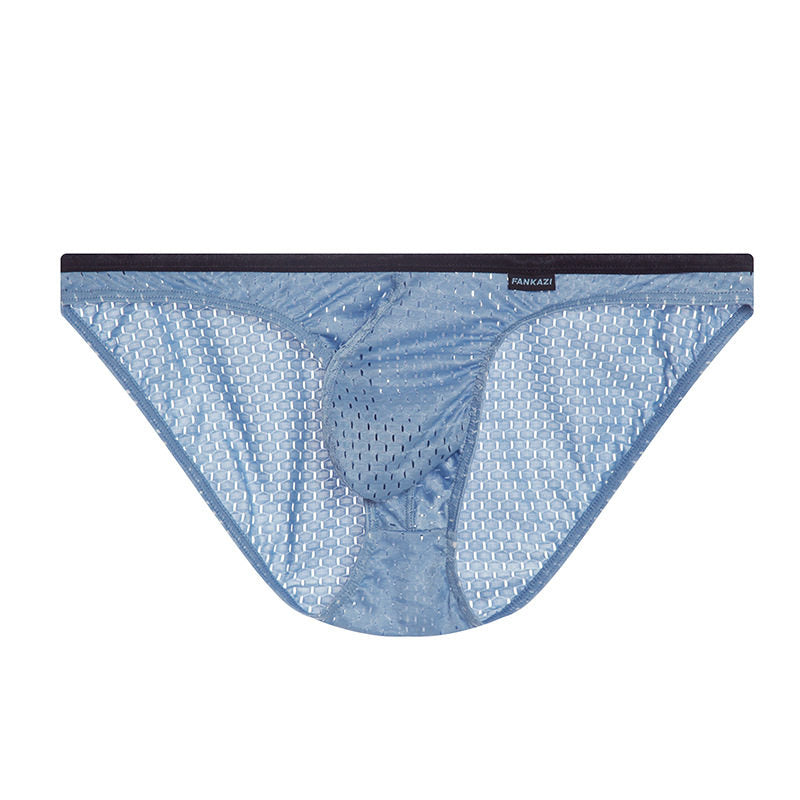 Men's Solid-Color Lightweight Mesh Low-Rise Sports Briefs With U-Convex Pouch