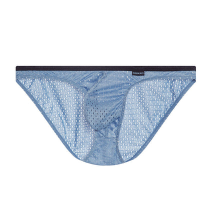 Men's Solid-Color Lightweight Mesh Low-Rise Sports Briefs With U-Convex Pouch