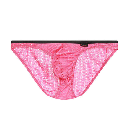 Men's Solid-Color Lightweight Mesh Low-Rise Sports Briefs With U-Convex Pouch