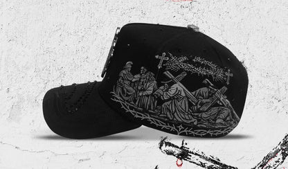 Sparkling Cross Necklace Black Cap