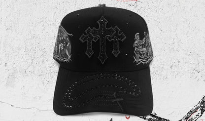 Sparkling Cross Necklace Black Cap